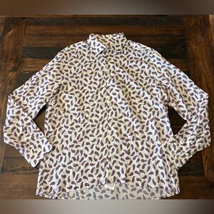 Etro Italy Paisley Button Up Shirt Long Sleeve, Men's size Large, 100% Cotton